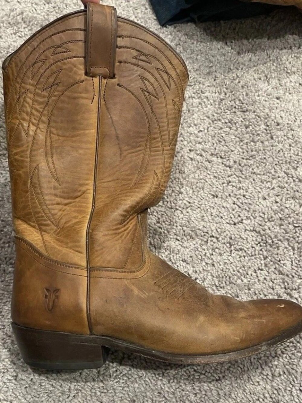 VINTAGE FRYE COWBOY BOOTS BROWN LEATHER MENS SIZE 9